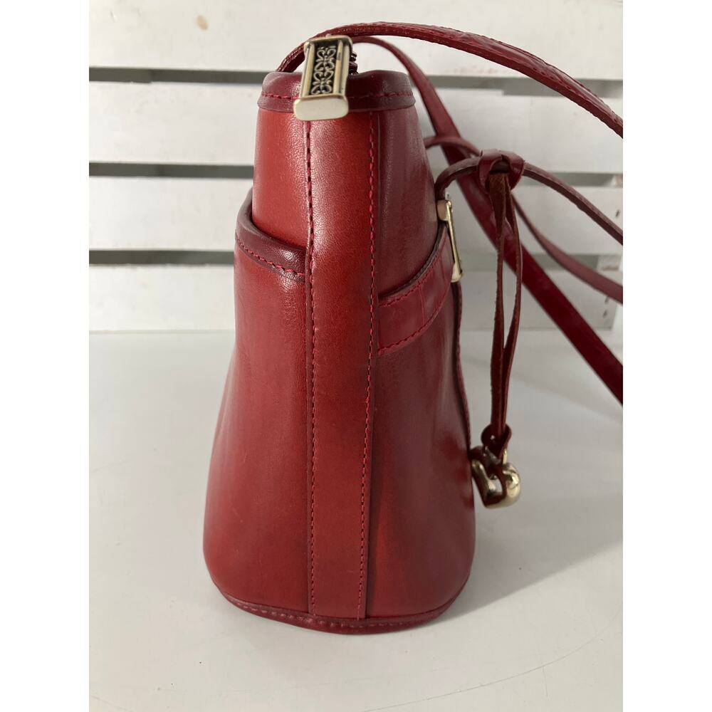 BRIGHTON SMALL RED SMOOTH LEATHER ANIMAL PRINT SHOULDR BAG - Picture 2 of 16